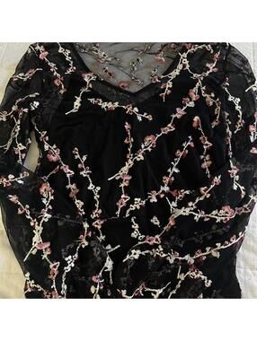 White House Black Market Floral Mesh Blouse